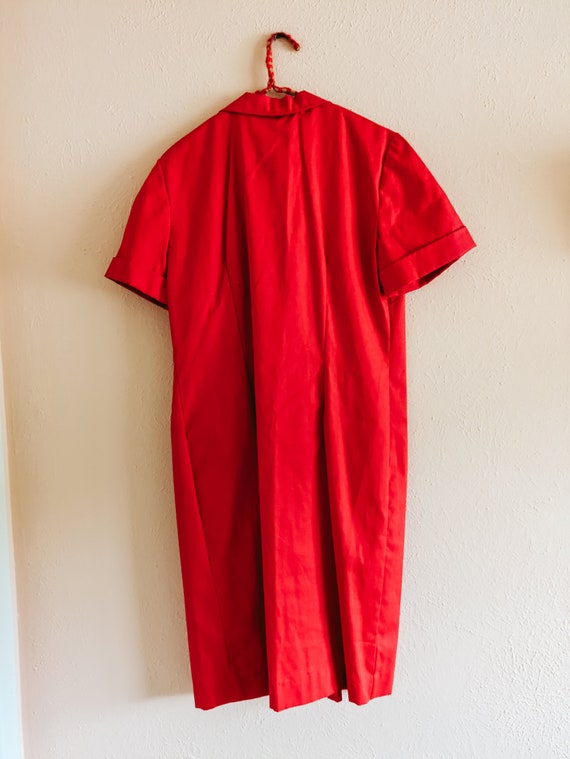 Philip of Dallas Vintage Dress Retro Collared Red… - image 5