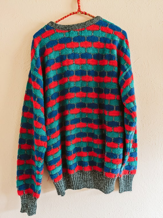 Vintage Knit Sweater Classics Colorful Rainbow 19… - image 5