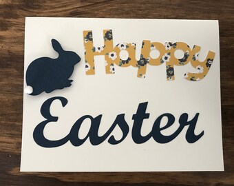 Greeting Card: Happy Easter (blue bunny 1)