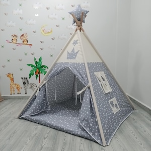 Boho Kids Tent, indoor Play Tent, Kids Tent, Canvas Tent For Kids, Natural Play Teepee, Nursery Tent, Children Teepee, Boys & Girls Room
