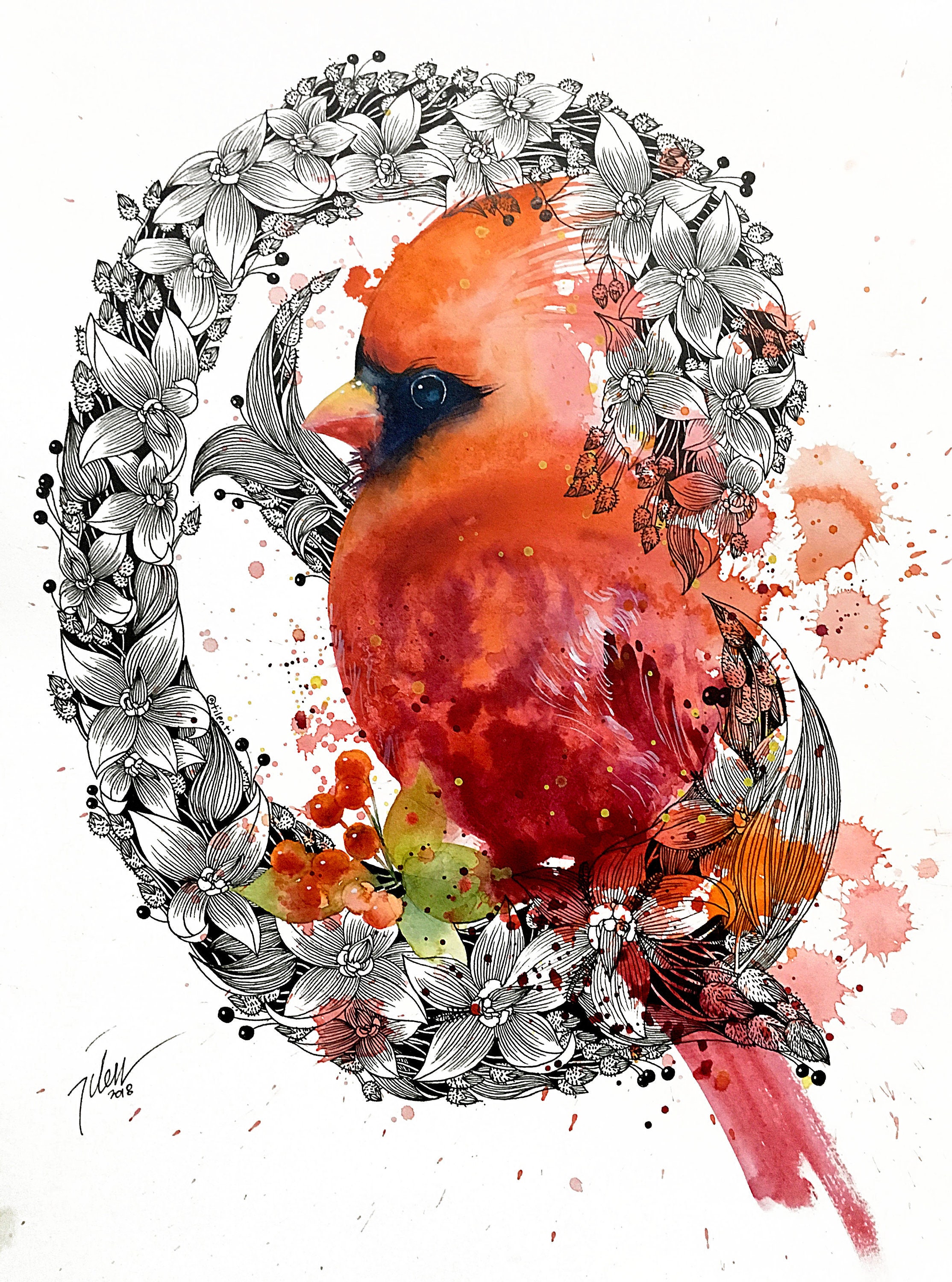 Cardinal Endurance Watercolour A3 Original Painting by Etsy