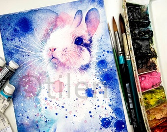 BUNNY • watercolour • original painting by Tilen Ti