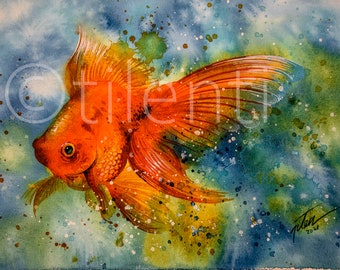 GOLDFISH • watercolor painting • 19x27cm • 7.5x10.5 inches • original painting