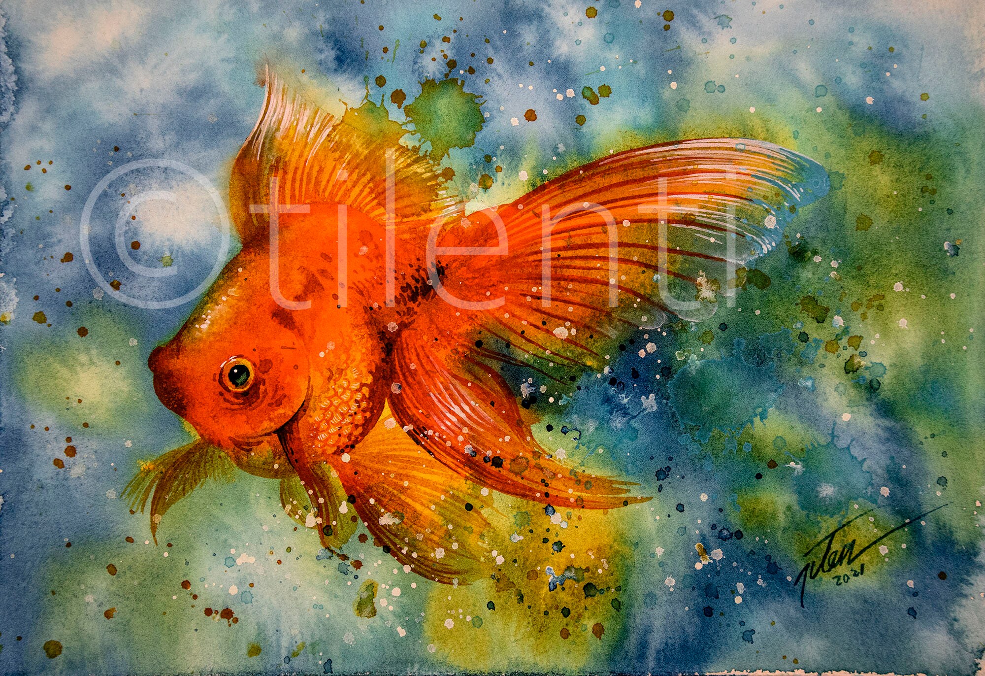Goldfish painting on sale