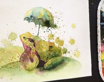 Sunbathing Frog • watercolour • art print