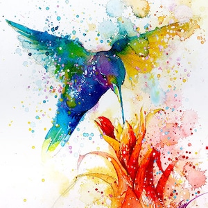 Hummingbird #2 • watercolor painting • art print