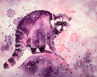 RACCOON • watercolor painting • 19x27cm • 7.5x10.5 inches • original painting