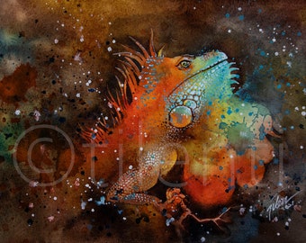 IGUANA • watercolor painting • A4 • A3 • art print