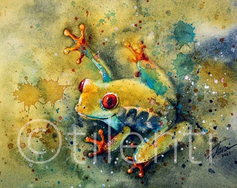 TREE FROG • watercolor painting • 19x27cm • 7.5x10.5 inches • original painting