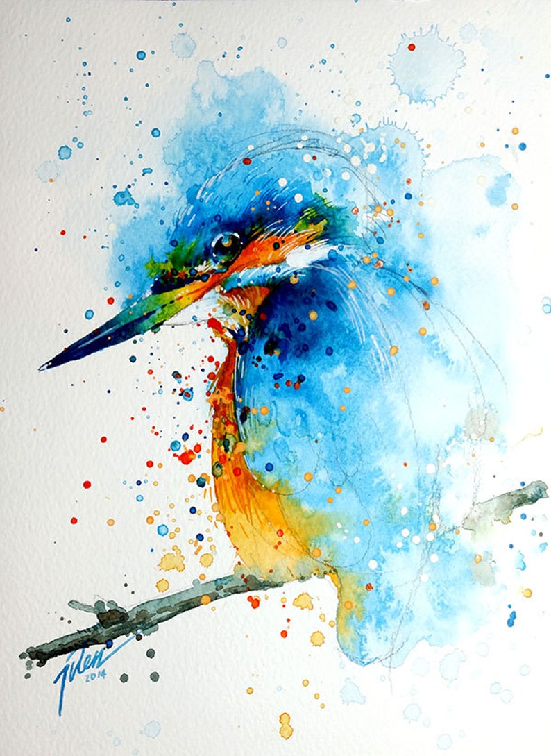 Kingfisher Watercolor Painting A4 A3 Art Print Etsy UK