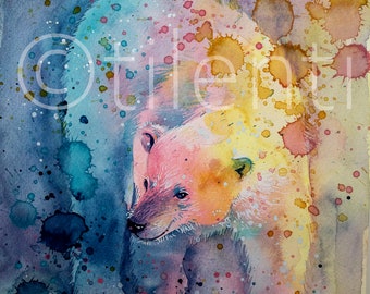 POLAR BEAR • watercolor painting • 21x29.7cm • original painting