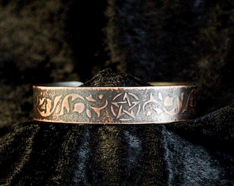 Handgemachtes Kupfer Pentagramm Armreif: Unisex Pagan Schmuck