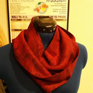 Red and black paisley loop scarf.