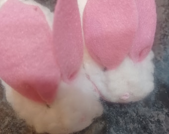 Vintage pink and white bunny slippers for 18" doll.