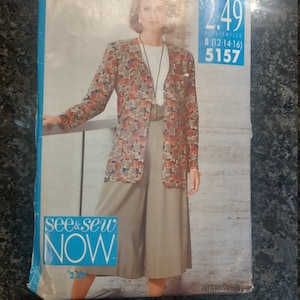Vintage Butterick 5157 misses&#39; jacket, top and split skirt pattern. Cut. sizes 12-16.
