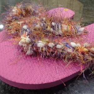 Flip flops, sandals, pink, fuzzy, size S 5-6 image 5