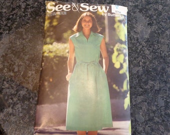 Vintage Butterick 5754 misses' dress and belt pattern. Size 16.