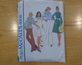 Rare vintage McCall's 4908 misses' dress and top pattern. Size 14.