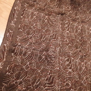 Scarf, silk, vintage, brown, beige, orange, Linda Allard for Ellen Tracy, 56" x 14"