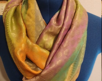 Multicolor silky loop scarf 7 1/2" x 60"