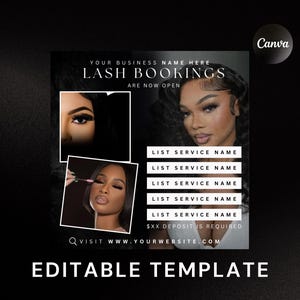 DIY Social Media Flyer| Bookings Open Appointments Available Lash Tech Hairstylist Mua Esthetician Nail Tech Editable Social Media Flyer