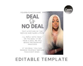 Deal or No Deal Beauty Flyer, Hair, Nails, Lashes Template (PDF)