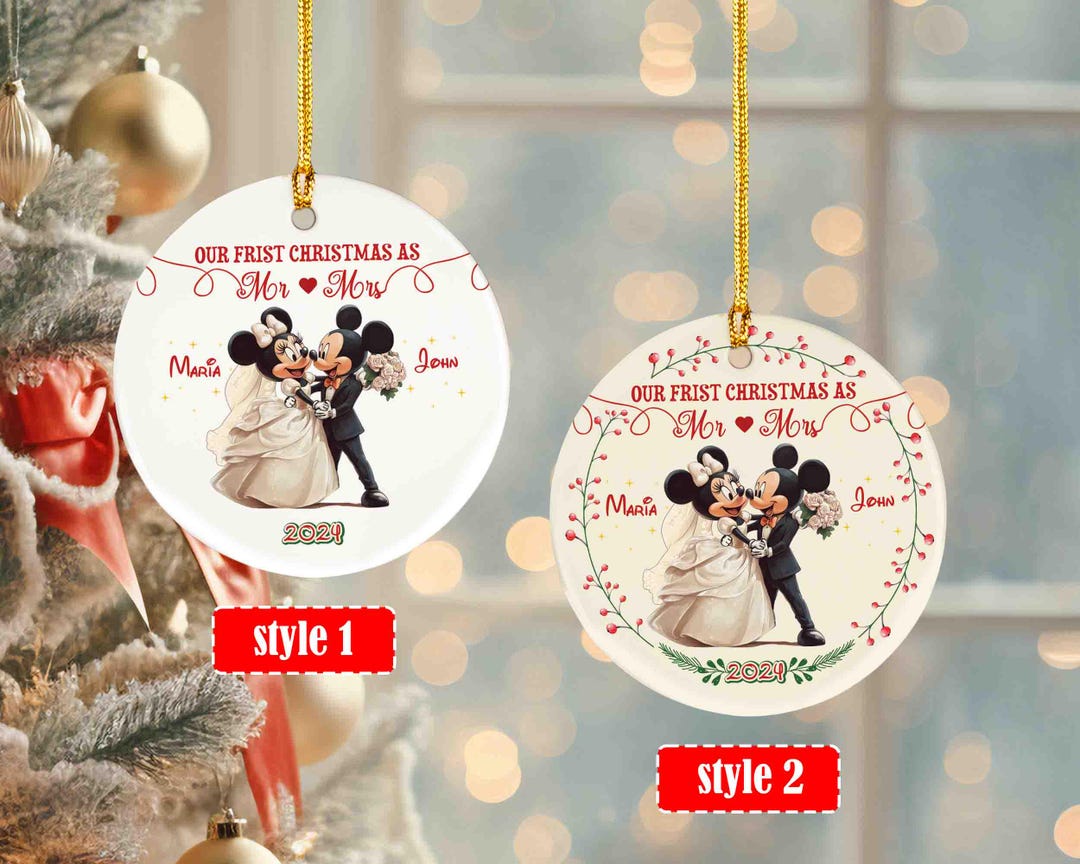 Customized Mickey Minnie Wedding Ornament, Our First Christmas as Mr