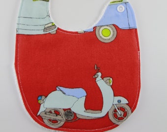 Cotton Baby Feeding Bib Moped Blue