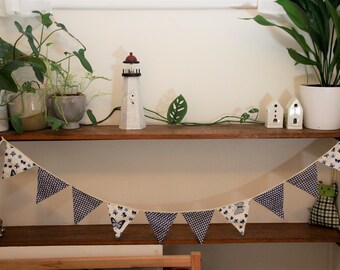 Handmade Vintage Festive Fabric Bunting Banner