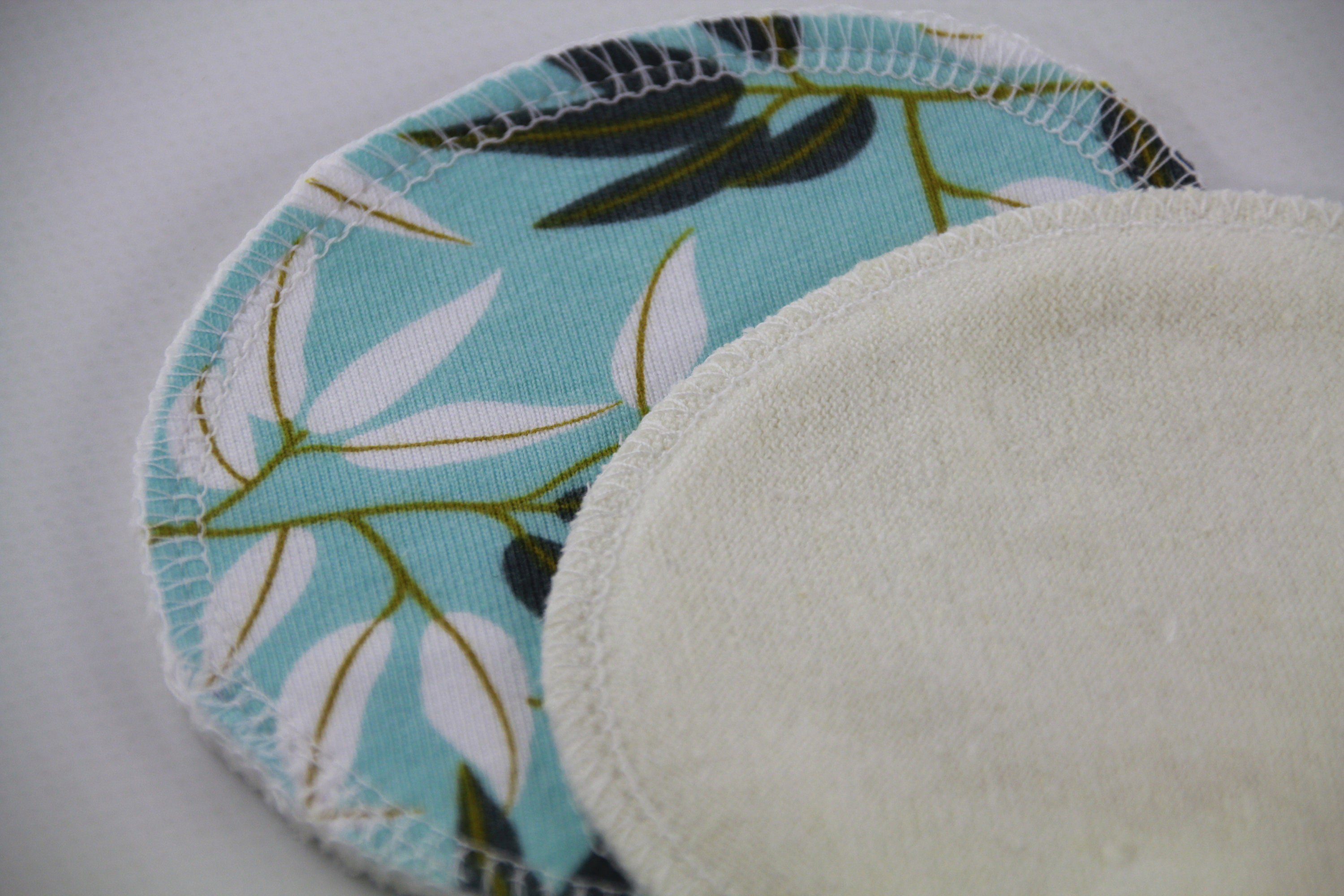 Reusable Cloth Breast Pads. Two Sets 4 Pads. for Nursing Mothers. Aqua Gum Leaves Print. Etsy