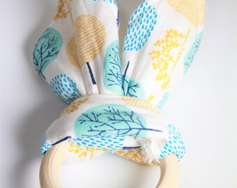 Organic Fabric and Wooden Teething Ring Trees