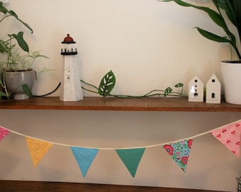 Handmade Vintage Festive Fabric Bunting Banner