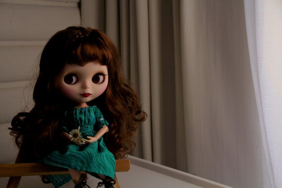 RESERVED for Lulu Green Cotton off the Shoulder Dress for Neo Blythe. - Etsy