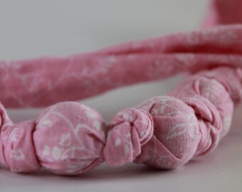 Pink White Stylish Fabric Nursing Babywearing Necklace Beads