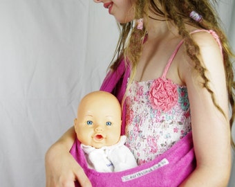 Pink Child's Pouch Sling for Dolls or Teddies suitable - 1-8 years