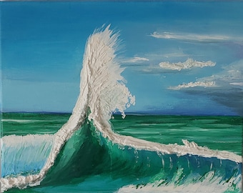 20x16 海の波 アクリル画 - Etsy 日本
