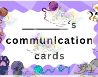 DIGITAL cat, kitty communication cards for nonverbal, semi-verbal, selective mute, autism, autistic, neurodivergent,