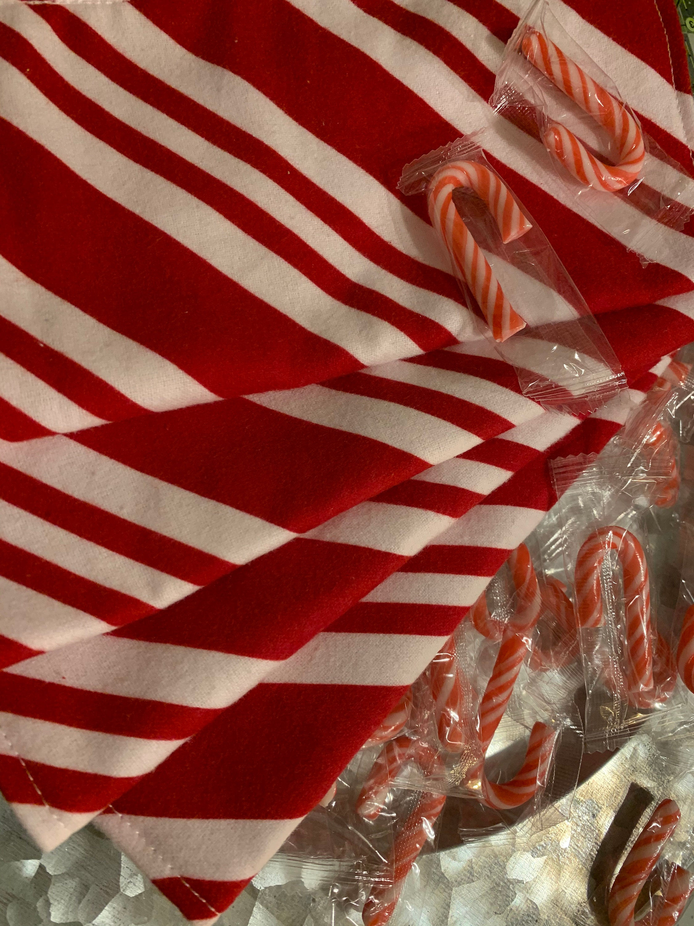 4 Gift Candy Cane Cloth Napkins Towels Reusable Paper Etsy