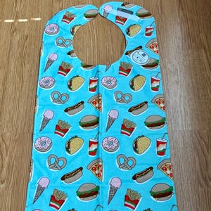 Adult Bib - Long Senior Bib - Reversible Bib - Longer Length Adult Bib - Nursing Home Bib - Clothes Meal  Protector Bib - Large  Senior Bib