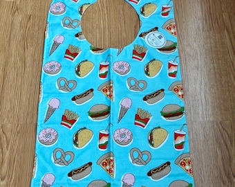 Adult Bib - Long Senior Bib - Reversible Bib - Longer Length Adult Bib - Nursing Home Bib - Clothes Meal  Protector Bib - Large  Senior Bib