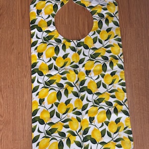 Lemons Adult Dignify Bib - Long Senior Bib - Absorbent Adult bib - Nursing Home Bib - Linned Cotton Bib - Large Adult Bib - Large  Bib Meal