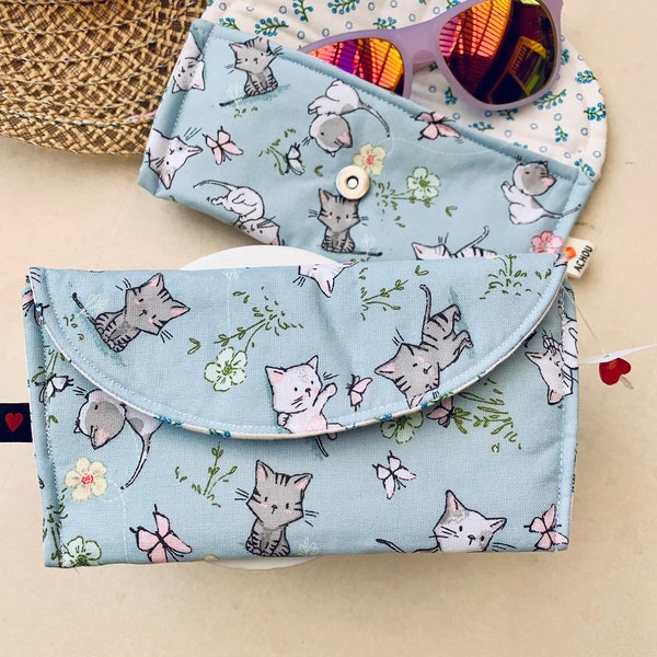 Cats Eyeglass Fabric Case - Washable Reusable eyeglass Case - Handmade Eyeglass Case - Eco Friendly Eyeglass Case - Reading Glass bag -