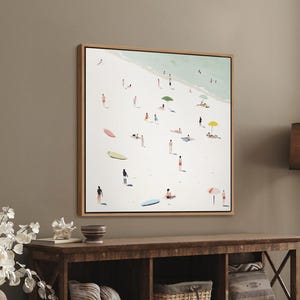 Beach Framed Wall Art Print, Aerial Beach Wall Art, Summer Ocean Print, Modern Large Wall Art, Minimal Home Decor