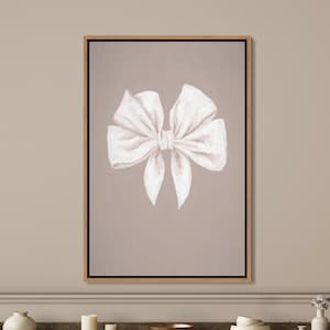 Beige Bow Oil Painting Print, Framed Canvas Wall Art, Preppy Wall Art, College Apartment Decor, Neutral Bow Print, Nursery Girly Art Decor