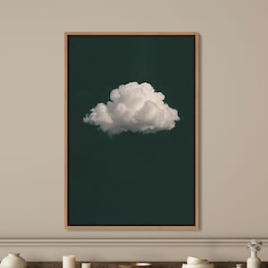 Cloud Framed Wall Art, Dark Green Wall Art, Abstract Cloud Art Print, Minimalist Wall Art, Maximalist Decor, Sky Wall Art, Night Sky Print