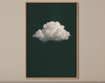 Cloud Framed Wall Art, Dark Green Wall Art, Abstract Cloud Art Print, Minimalist Wall Art, Maximalist Decor, Sky Wall Art, Night Sky Print