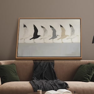 Funny Birds Framed Wall Art, Vintage Birds Oil Painting Print, Large Canvas Wall Art, Birds Lover Gift, Modern Farmhouse Decor