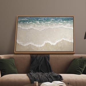 Coastal Wall Art, Ocean Wall Art, Beach Landscape Oil Painting Print, Large Framed Canvas Wall Art, Beach Wall Art, Coastal Wall Decor