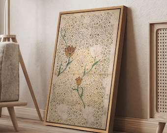 William Morris Framed Print Wall Art, Botanical Textile Wall Art Print, Vintage Flower Tapestry Pattern Wall Hanging
