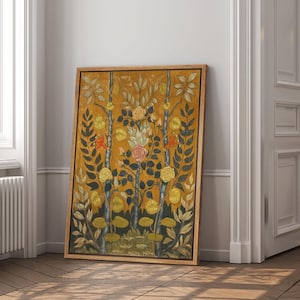 Vintage Rose Framed Wall Art, Emile Bernard Canvas Print, Antique Botanical Floral Decor, Large Living Room Wall Art